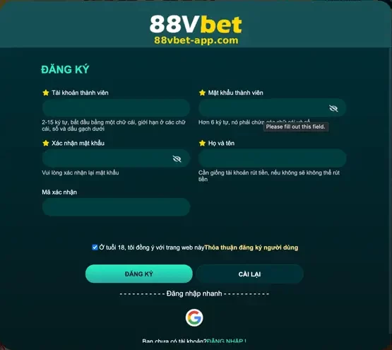 Tạo Tài Khoản 88VBET – Nhanh Gọn, Dễ Thao Tác